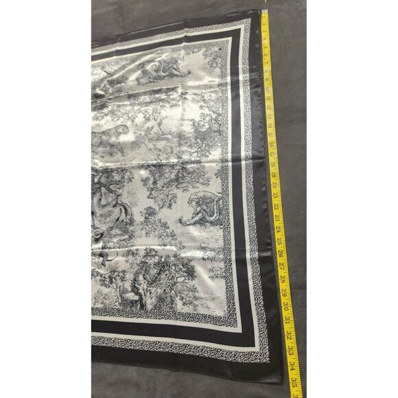 Black & White Affrican Animal Print Scarf 35x35 inch Satin Finish Square Design - Picture 6 of 13